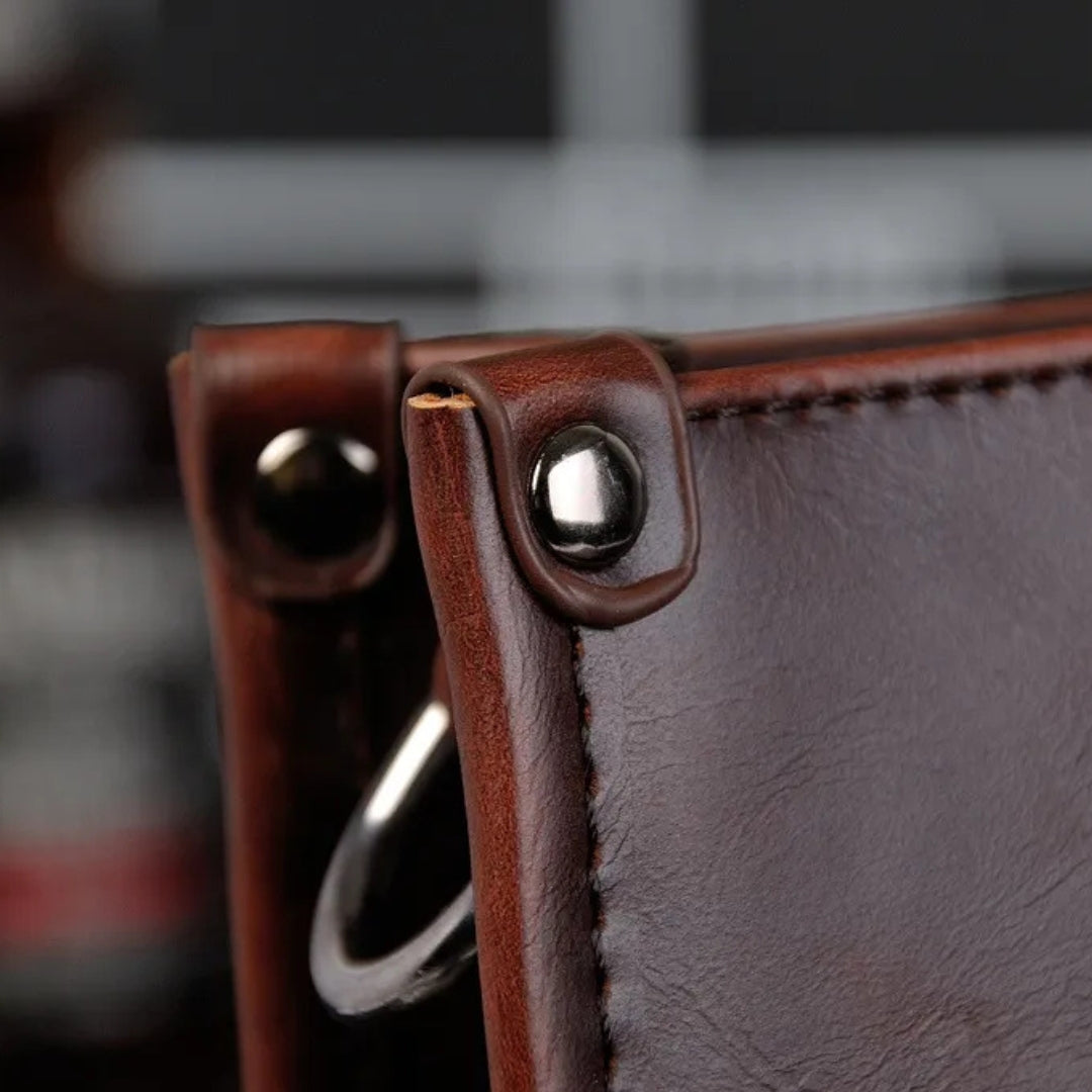 Shoulder Bag for Men ⎜ Retro Shoulder Bag Made of Faux Leather in Landscape Format with Magnetic Fastener