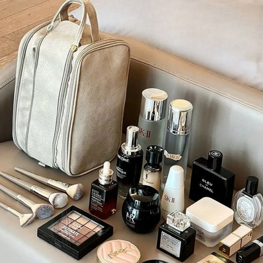 Cosmetics Bag for Women ⎜ Large Travel Bag with Double Zip and Water - Repellent Material