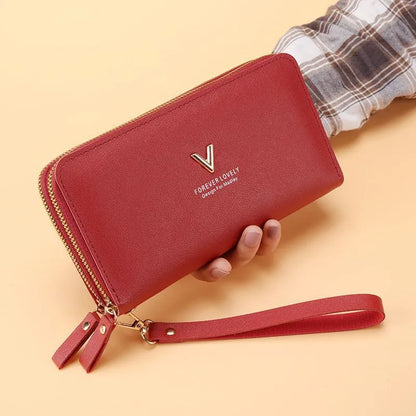 Women's Wallet with Double Zip ⎜ Large Capacity and Practical Design with Wrist Strap