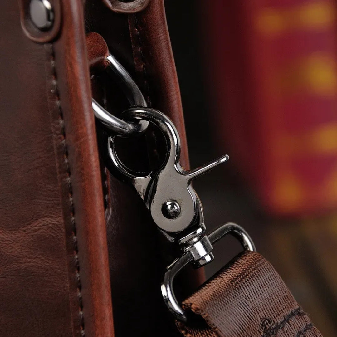 Shoulder Bag for Men ⎜ Retro Shoulder Bag Made of Faux Leather in Landscape Format with Magnetic Fastener