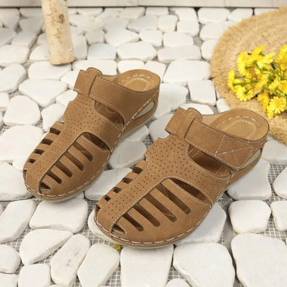 Women's Sandals with Wedge Sole ⎜ Comfortable Summer Shoes with Ventilation and Velcro Fastening for Everyday Wear and Leisure