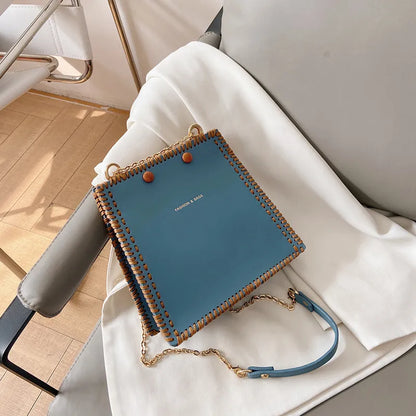 Shoulder Bag for Women ⎜ Fashionable Bag with Hand Stitch Design and Chain Strap