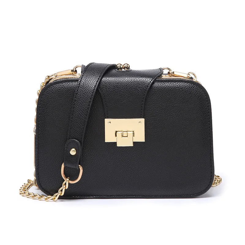 Shoulder Bag for Women ⎜ Fashionable Bag in a Square Design with Chain Strap and Fastening