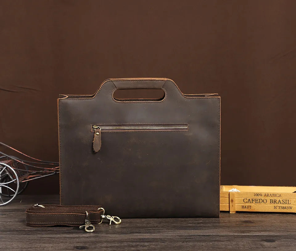 Leather Briefcase for Men ⎜ Robust Shoulder Bag Made From Genuine Cowhide with Comfortable Carrying Handle