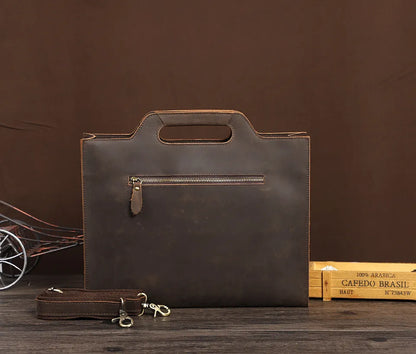 Leather Briefcase for Men ⎜ Robust Shoulder Bag Made From Genuine Cowhide with Comfortable Carrying Handle