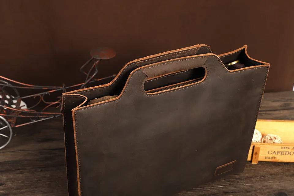 Leather Briefcase for Men ⎜ Robust Shoulder Bag Made From Genuine Cowhide with Comfortable Carrying Handle
