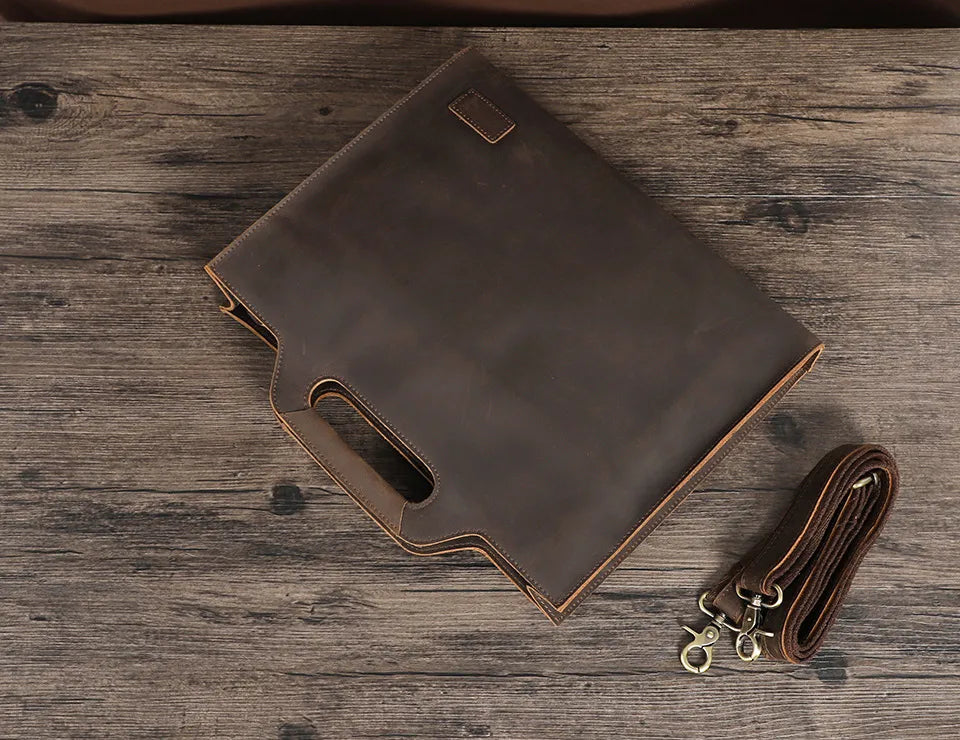 Leather Briefcase for Men ⎜ Robust Shoulder Bag Made From Genuine Cowhide with Comfortable Carrying Handle