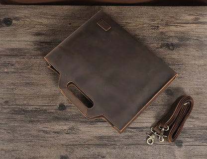 Leather Briefcase for Men ⎜ Robust Shoulder Bag Made From Genuine Cowhide with Comfortable Carrying Handle