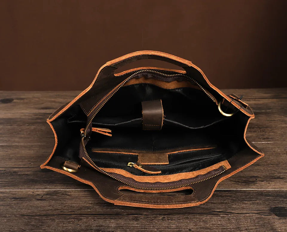 Leather Briefcase for Men ⎜ Robust Shoulder Bag Made From Genuine Cowhide with Comfortable Carrying Handle