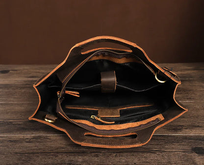 Leather Briefcase for Men ⎜ Robust Shoulder Bag Made From Genuine Cowhide with Comfortable Carrying Handle