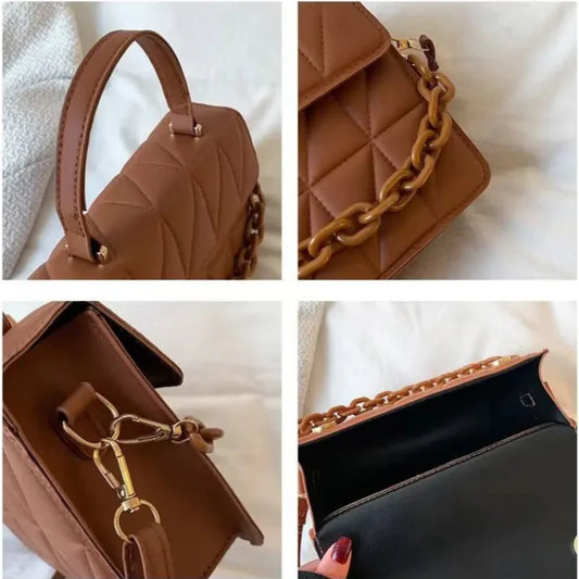 Small Shoulder Bag with Chain ⎜ Modern Design with Textured Pattern and Chain Strap