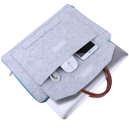 Felt Laptop Bag for Men ⎜ Protective Shoulder Bag with Practical Front Pocket and Carrying Handles