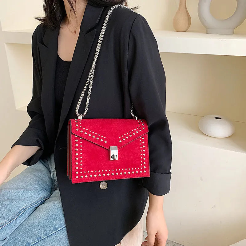 Shoulder Bag for Women ⎜ Stylish Bag with Stud Embellishment and Chain Strap
