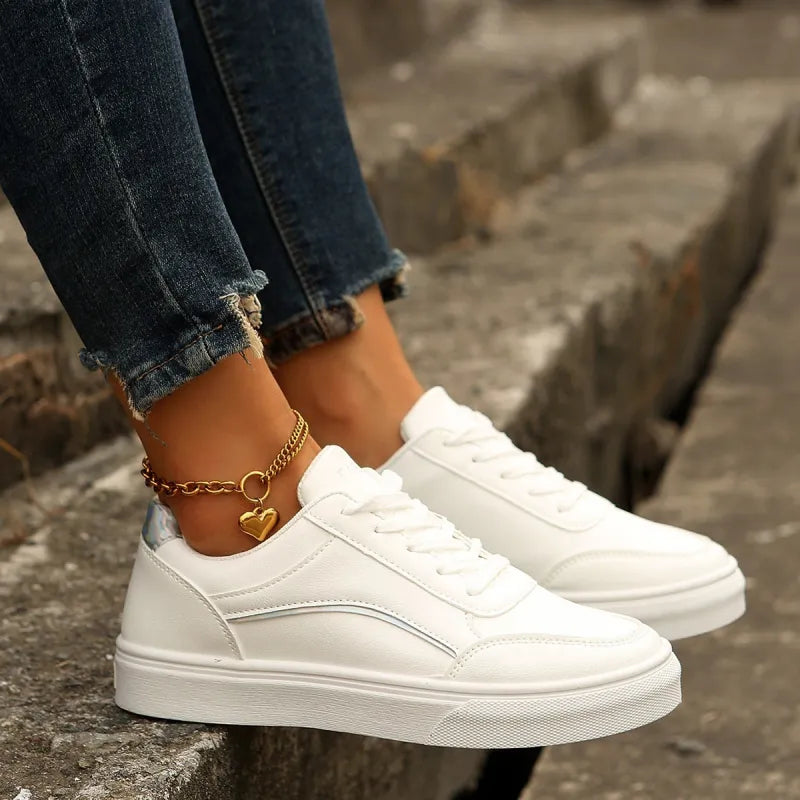 Women's Trainers ⎜ Comfortable Lace - Up Shoes with Shiny Accents and a Thick Sole Profile for Everyday Wear
