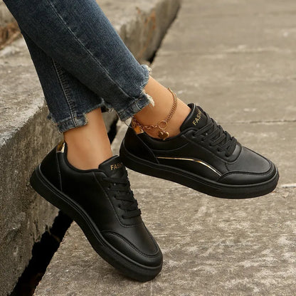 Women's Trainers ⎜ Comfortable Lace - Up Shoes with Shiny Accents and a Thick Sole Profile for Everyday Wear