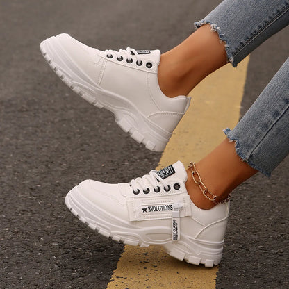 Women's Sneakers ⎜ Comfortable Lace - Up Shoes with a Side Zip and Thick Sole Profile for Everyday Wear