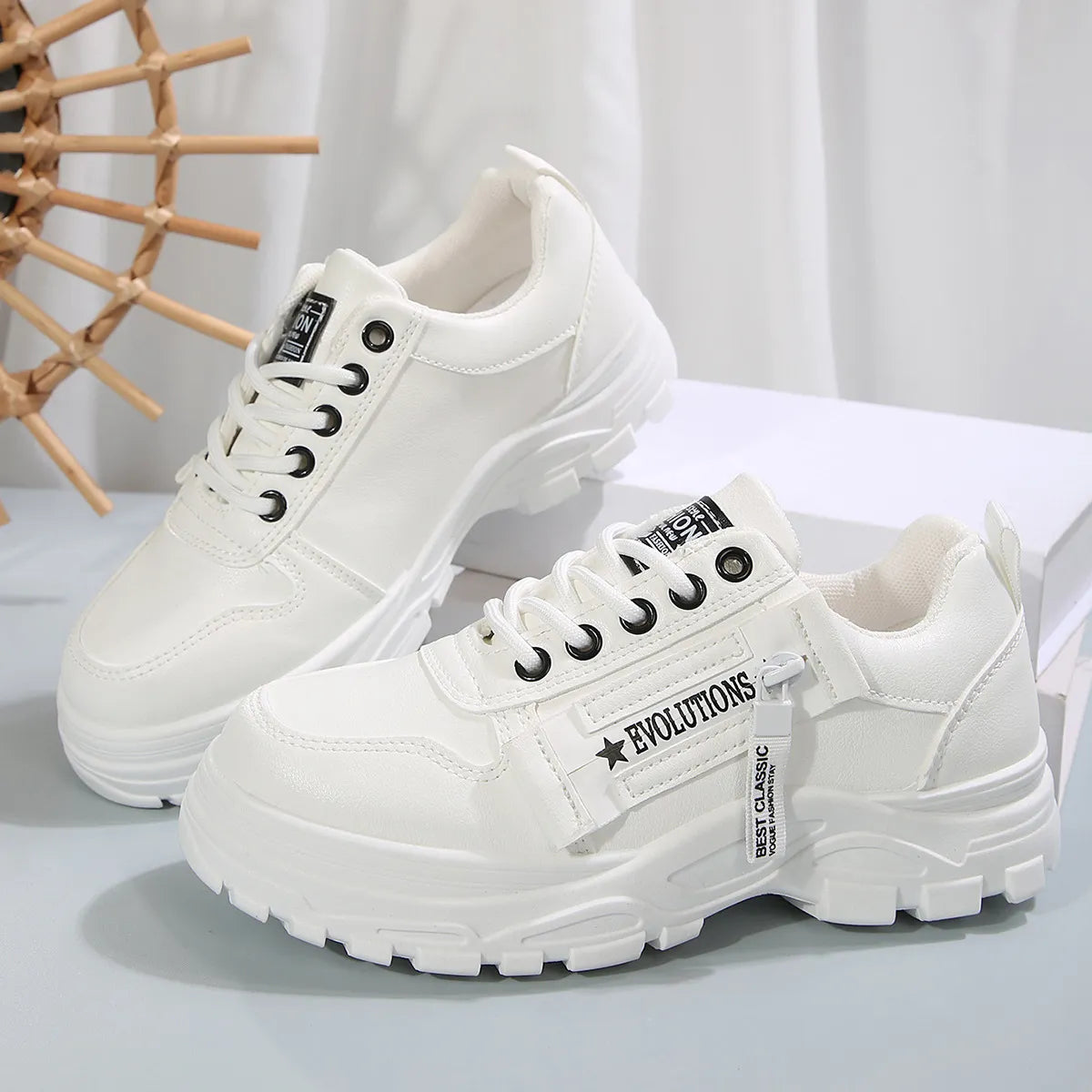 Women's Sneakers ⎜ Comfortable Lace - Up Shoes with a Side Zip and Thick Sole Profile for Everyday Wear