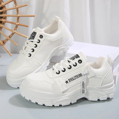 Women's Sneakers ⎜ Comfortable Lace - Up Shoes with a Side Zip and Thick Sole Profile for Everyday Wear