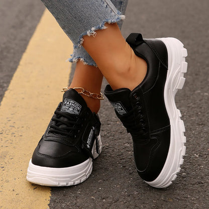 Women's Sneakers ⎜ Comfortable Lace - Up Shoes with a Side Zip and Thick Sole Profile for Everyday Wear
