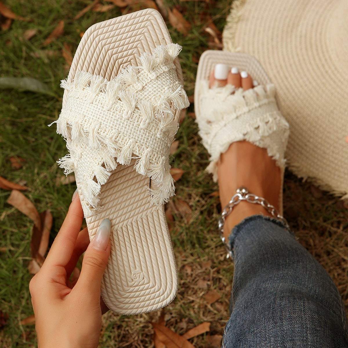Beach Sandals for Women ⎜ Comfortable Summer Shoes with Fringes and Non - Slip Eva Sole