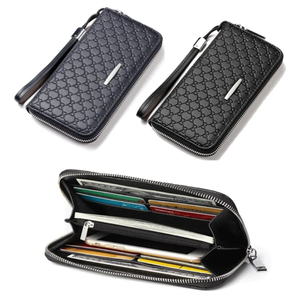 Leather Briefcase for Men ⎜ Stylish Business Bag with Embossed Design and Additional Wallet