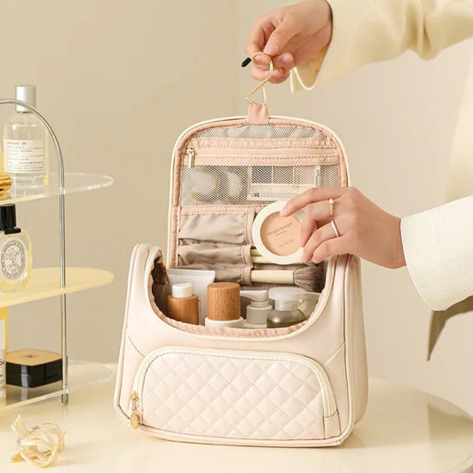 Cosmetics Bag for Women ⎜ Large Capacity with Quilted Surface and Practical Carrying Handle for on the Go