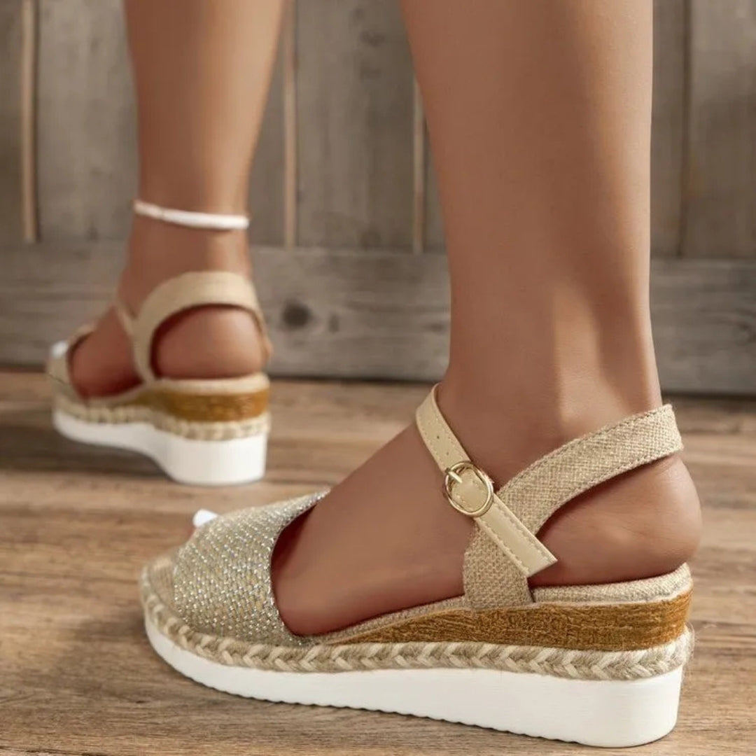 Women's Wedge Sandals ⎜ Summery Shoes with Jute Rope Design Adjustable Strap and Comfortable Sole