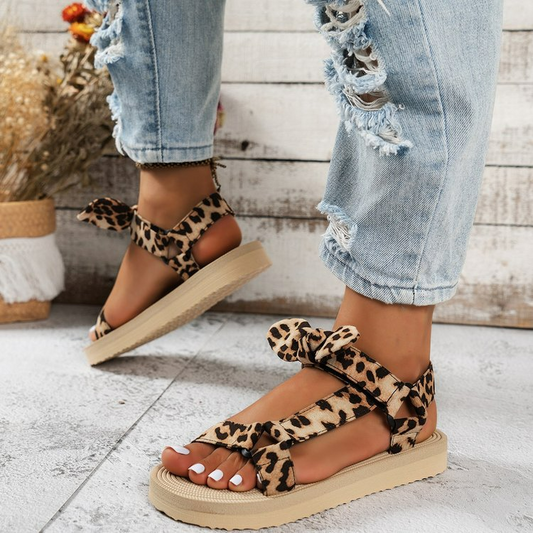 Women's Velcro Sandals ⎜ Comfortable Summer Shoes with a Bow and Adjustable Strap for the Beach and Everyday Wear