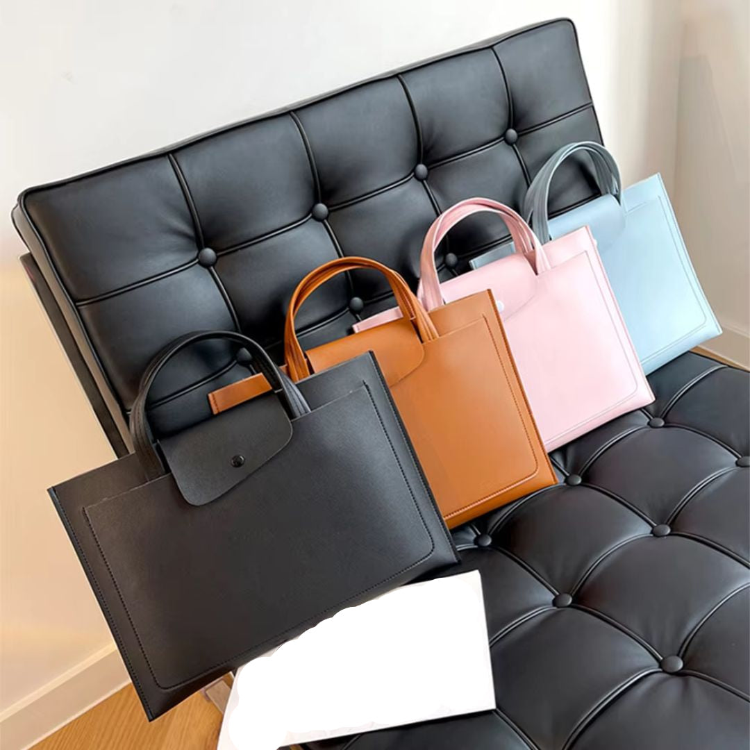 Leather Briefcase for Women ⎜ Elegant Shoulder Bag with Magnetic Fastening and Stylish Design
