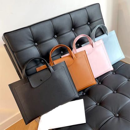 Leather Briefcase for Women ⎜ Elegant Shoulder Bag with Magnetic Fastening and Stylish Design