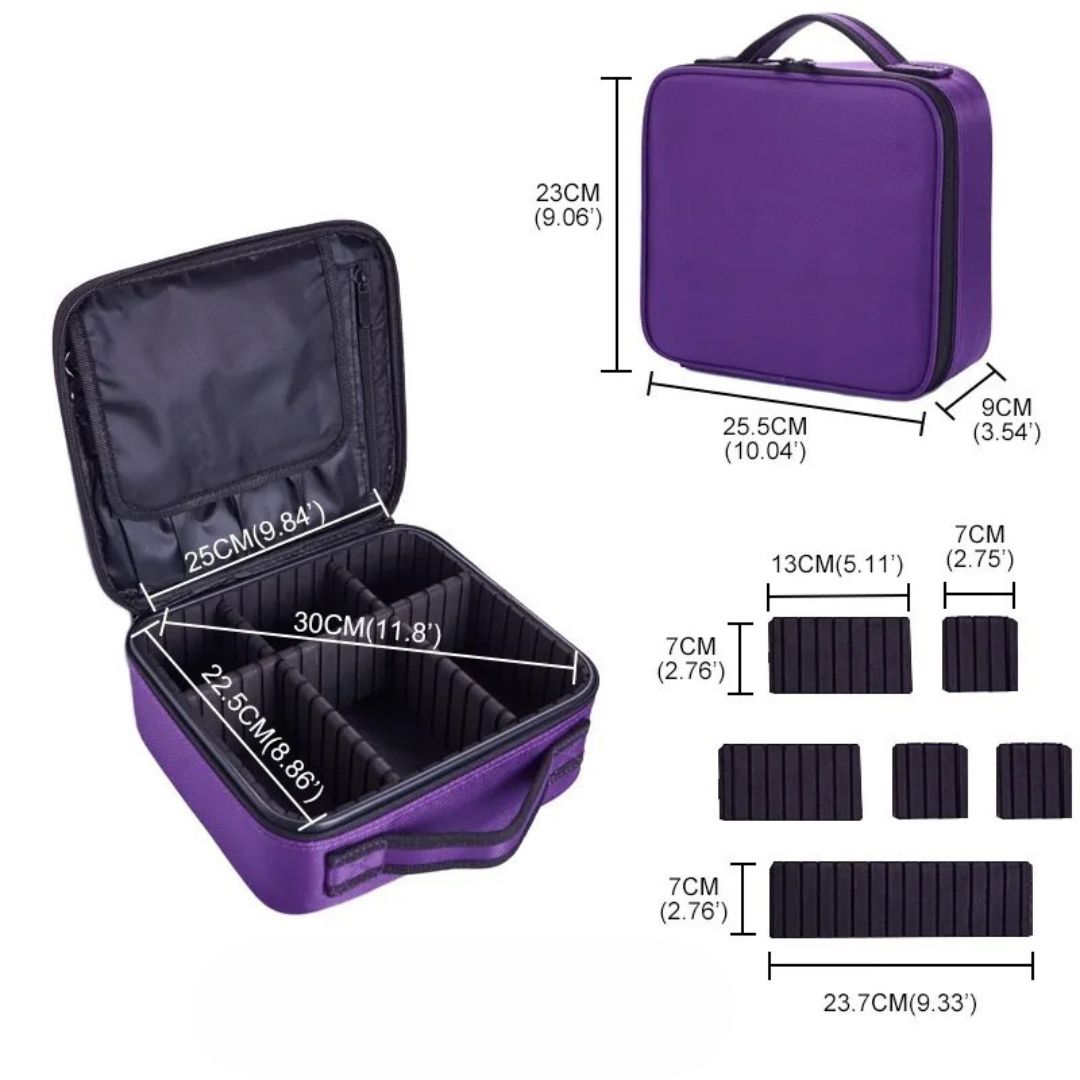 Cosmetics Bag for Women ⎜ Compact Travel Storage with Compartments and Practical Brush Holder