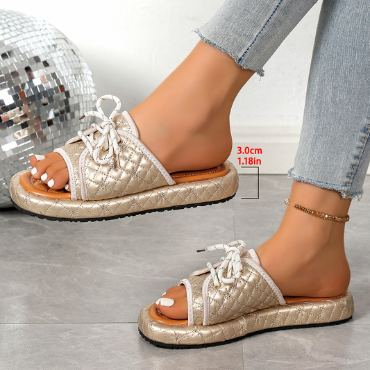 Comfortable Sandals for Women ⎜ Slip - Ons with Laces and Cushioned Sole for Maximum Comfort