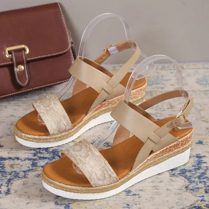 Women's Wedge Sandals ⎜ Comfortable Summer Shoes with Wide Straps and Soft Soles for a Secure Fit