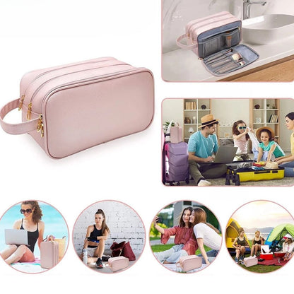 Cosmetics Bag for Women ⎜ Water - Repellent Design with Large Capacity and Multiple Zip Compartments