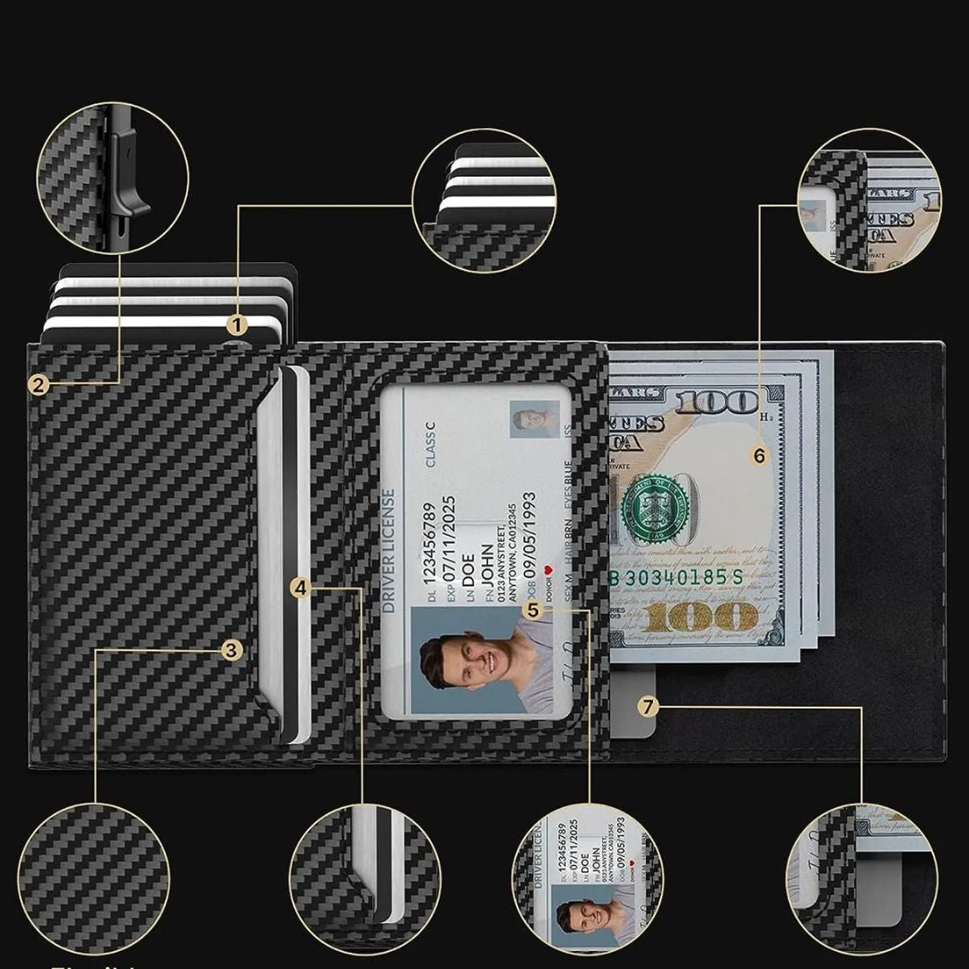 Rfid Card Holder for Men ⎜ Ultrathin Carbon Wallet with Easy Access and Space for Multiple Cards
