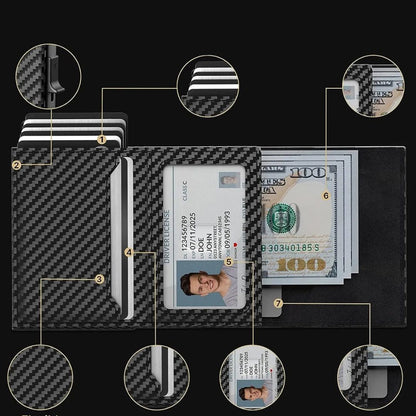 Rfid Card Holder for Men ⎜ Ultrathin Carbon Wallet with Easy Access and Space for Multiple Cards