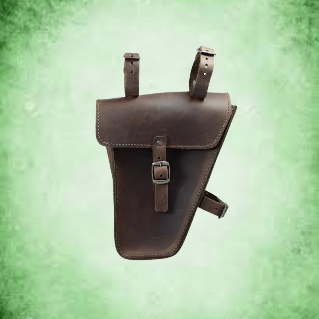 Leather Bike Frame Bag ⎜ Triangular Bag with Buckle Fastener for Mobile Phone and Small Items on the Go