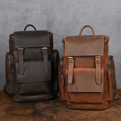 Leather Rucksack for Men ⎜ Robust Day Rucksack with Laptop Compartment and Plenty of Storage Space