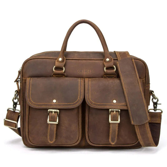 Cowhide Leather Travel Bag for Men ⎜ Robust Leather Travel Bag with Large Capacity