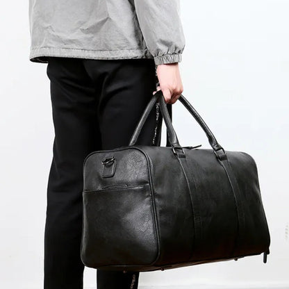 Travel Bag for Men ⎜ Vintage Leather Bag with Large Capacity and Detachable Shoulder Strap