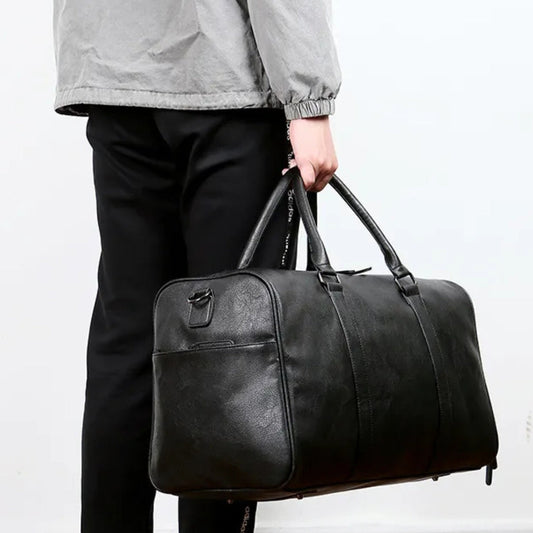 Travel Bag for Men ⎜ Vintage Leather Bag with Large Capacity and Detachable Shoulder Strap