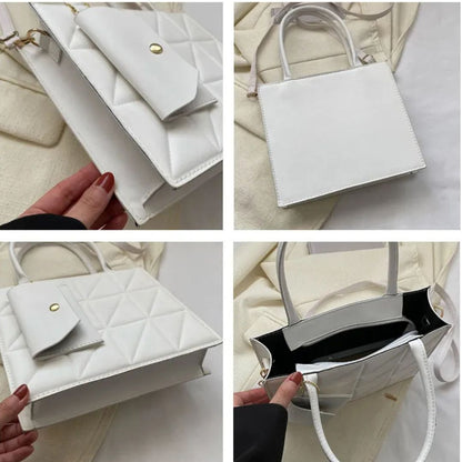 Fashionable Handbag with Square Embossing ⎜ Stylish Shoulder Bag with Practical Card Holder