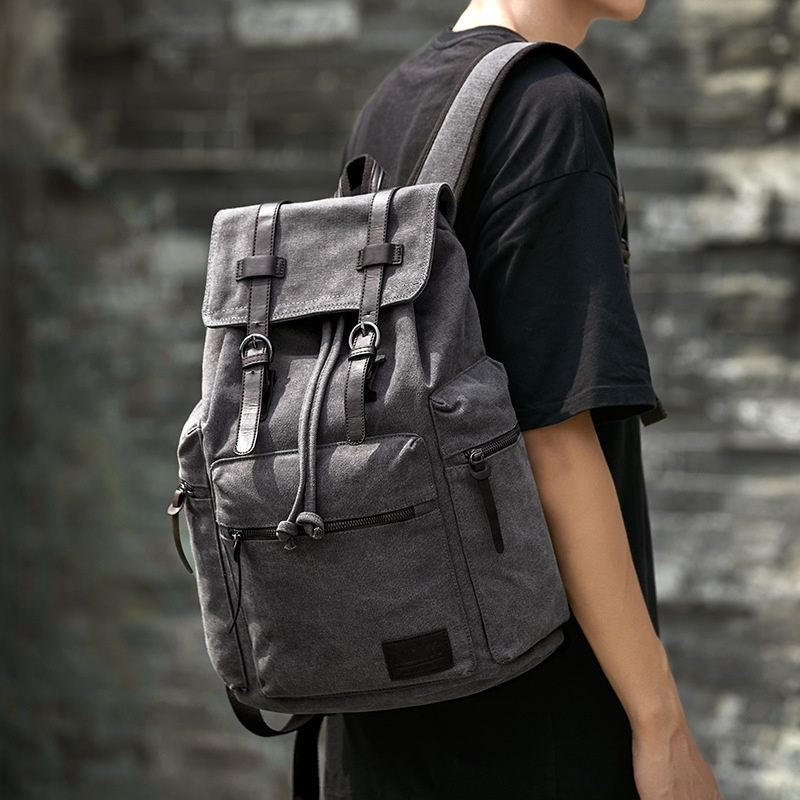 Retro Backpack for Men ⎜ Robust Canvas Backpack with Multiple Compartments for Everyday Use and Leisure
