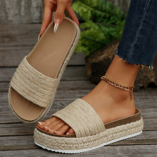 Sandals for Women ⎜ Comfortable Shoes with a Hemp Rope Design and Muffin Sole for Summer