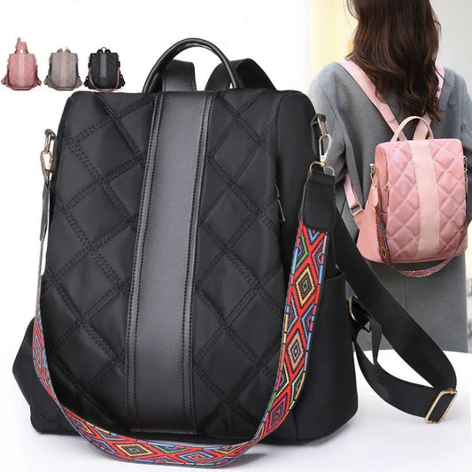 Women's Backpack ⎜ Fashionable Diamond Design Straps with Colourful Shoulder Strap