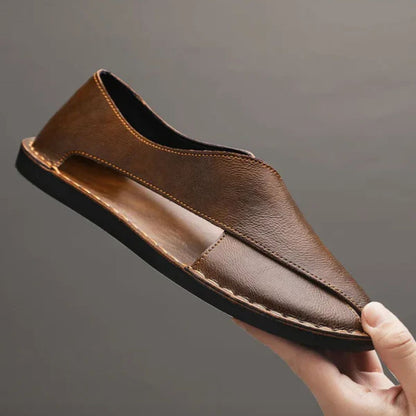 Leather Sandals for Men ⎜ Comfortable One - Pedal Beach Shoes Made From Breathable Genuine Leather