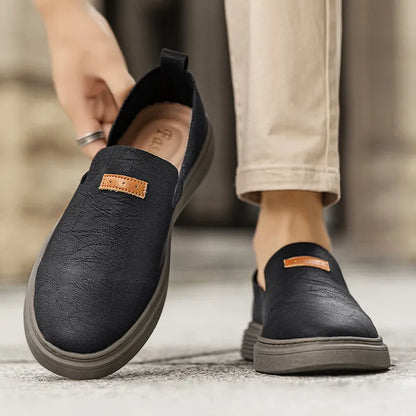 Men's Slip - on Shoes ⎜ Comfortable Outdoor Shoes Made of Leather for Summer and Leisure