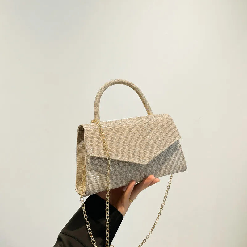 Glittering Handbag for Women ⎜ Elegant Shoulder Bag with Sparkling Design and Chain Strap