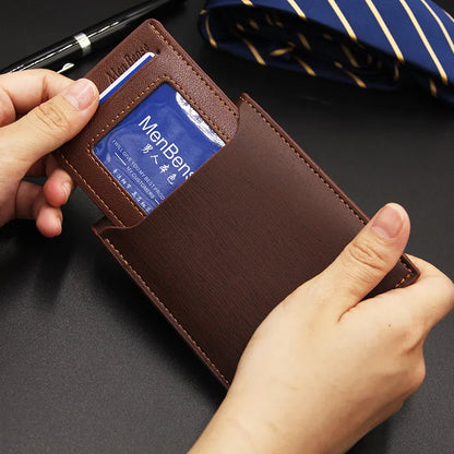 Men's Wallet with Metal Corner ⎜ Elegant Short Shape with Card Slots