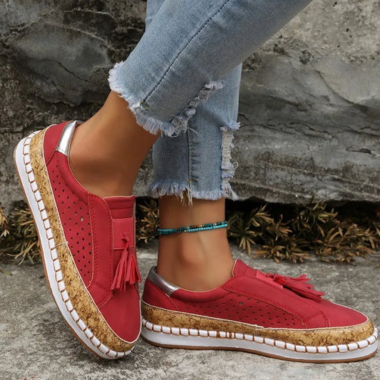 Loafers for Women ⎜ Comfortable Flats with Tassel Detail and Elasticated Slip - on Design